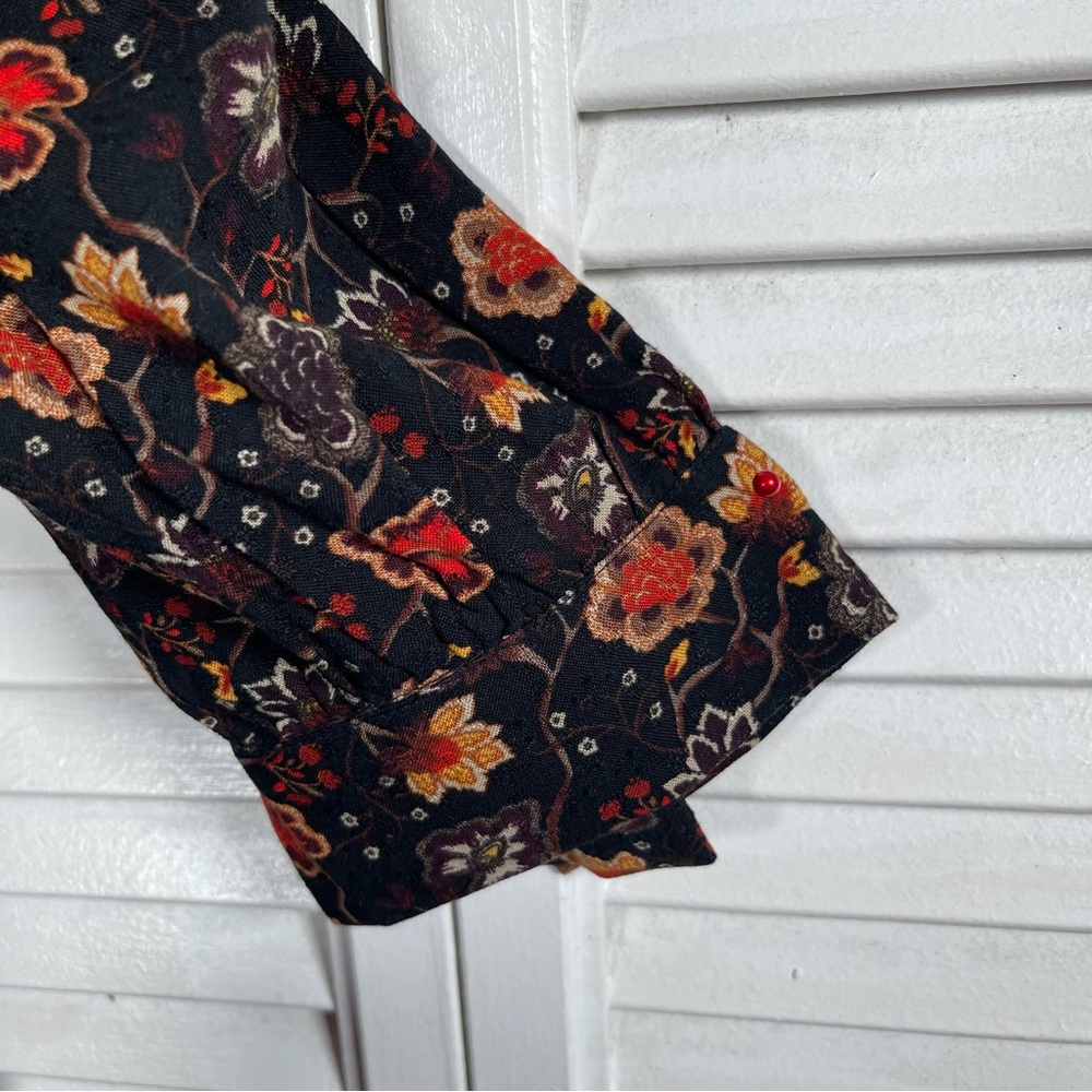 Lane Bryant Floral Maxi Dress Black Fall Print Long Sleeve Size 14 - Picture 5 of 15